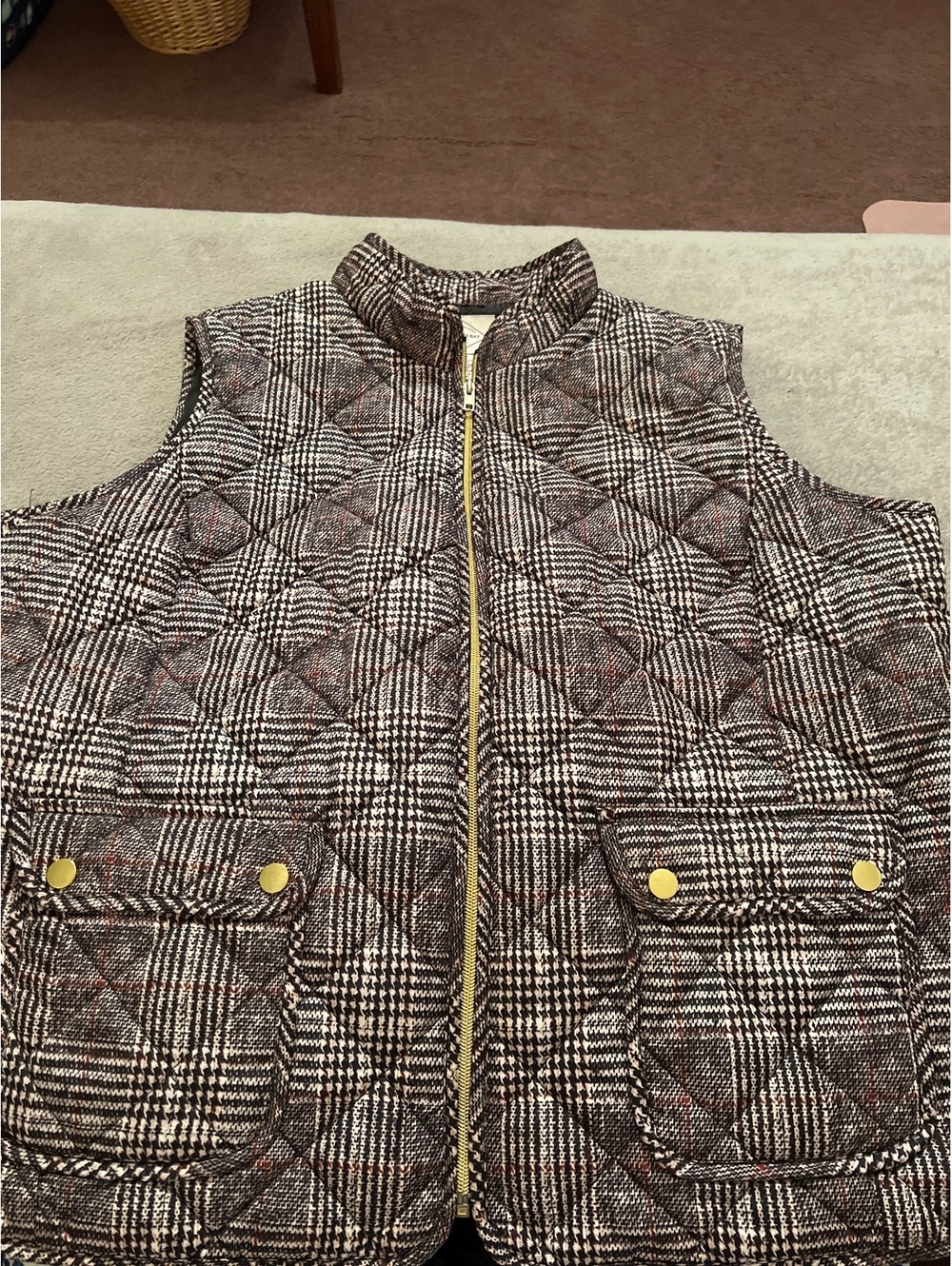 St. John's Bay Men's Quilted Vest XXL Plaid Polyester